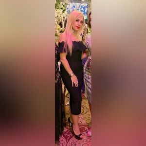 Bondage off shoulder dress. Small